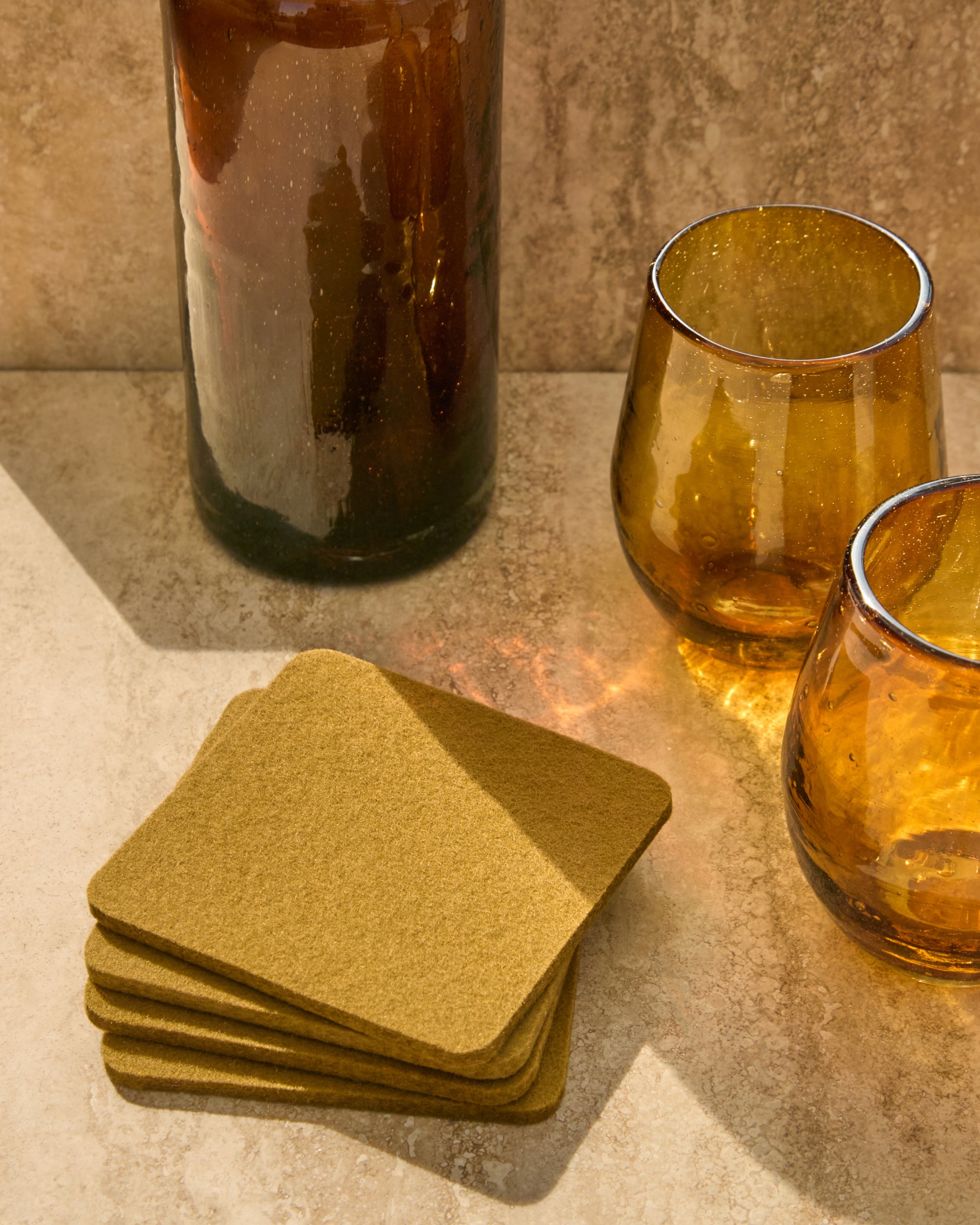 Bierfilzl Merino Wool Square Coaster Solid 4 Pack