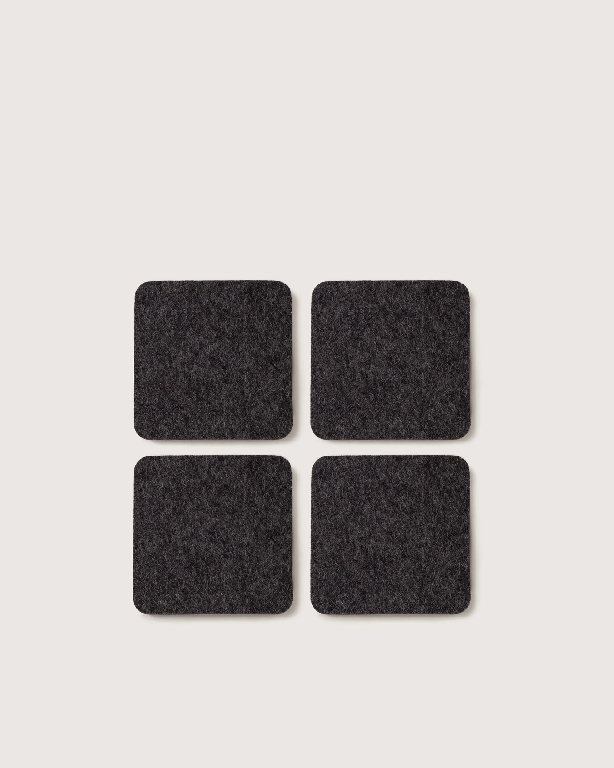 Kobon Leather/Merino Wool Square Tray 4 Pack Coaster Set