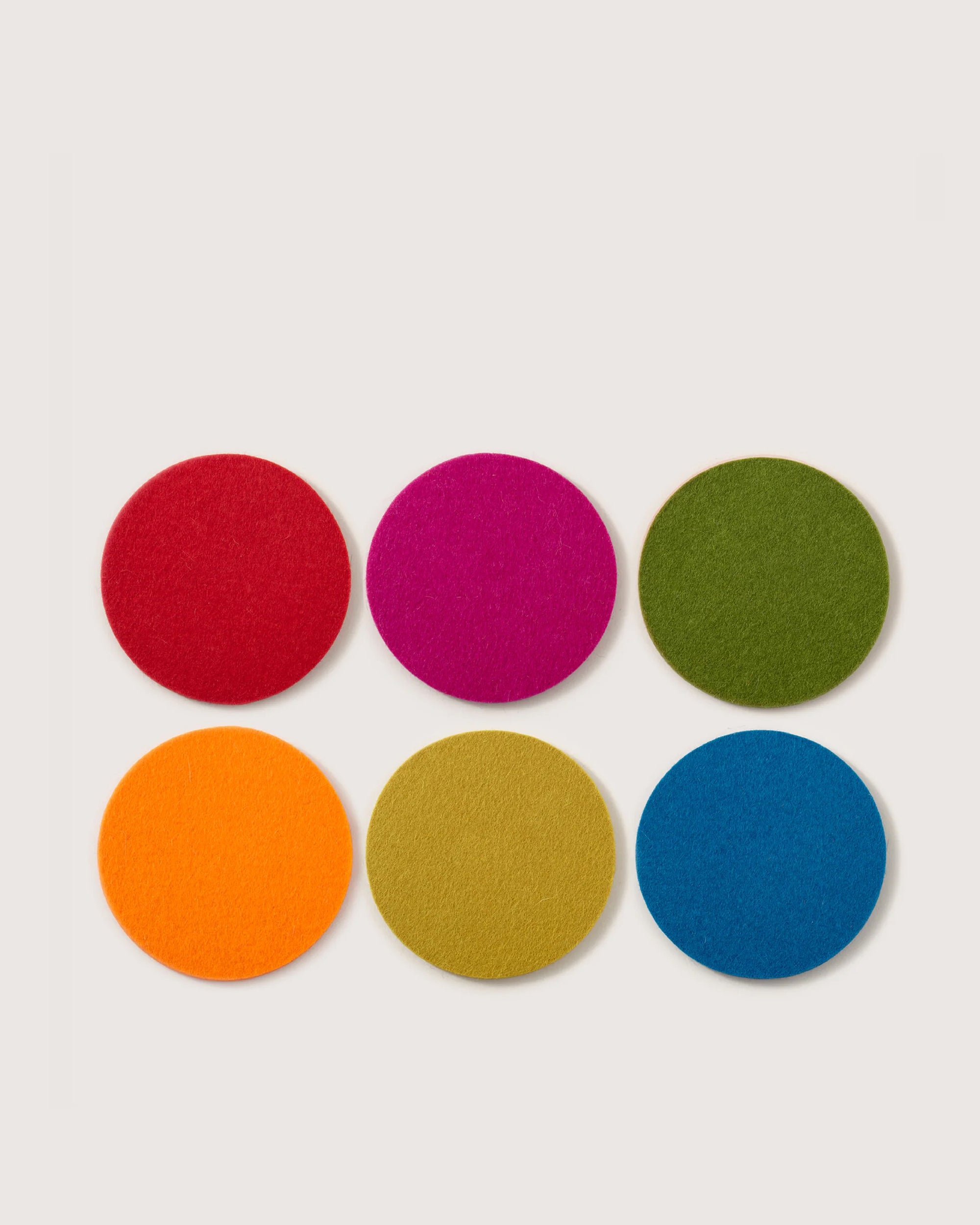 Kobon Leather/Merino Wool Round Tray 6 Pack Coaster Set