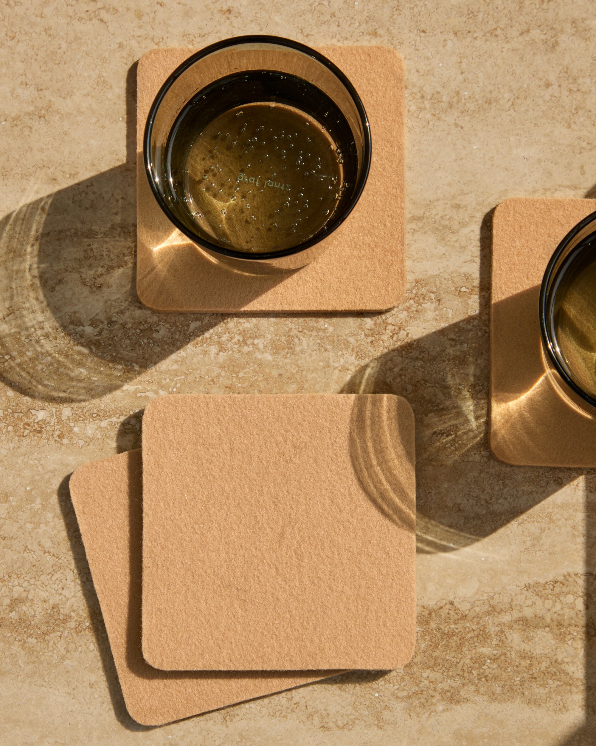 Bierfilzl Merino Wool Square Coaster Solid 4 Pack
