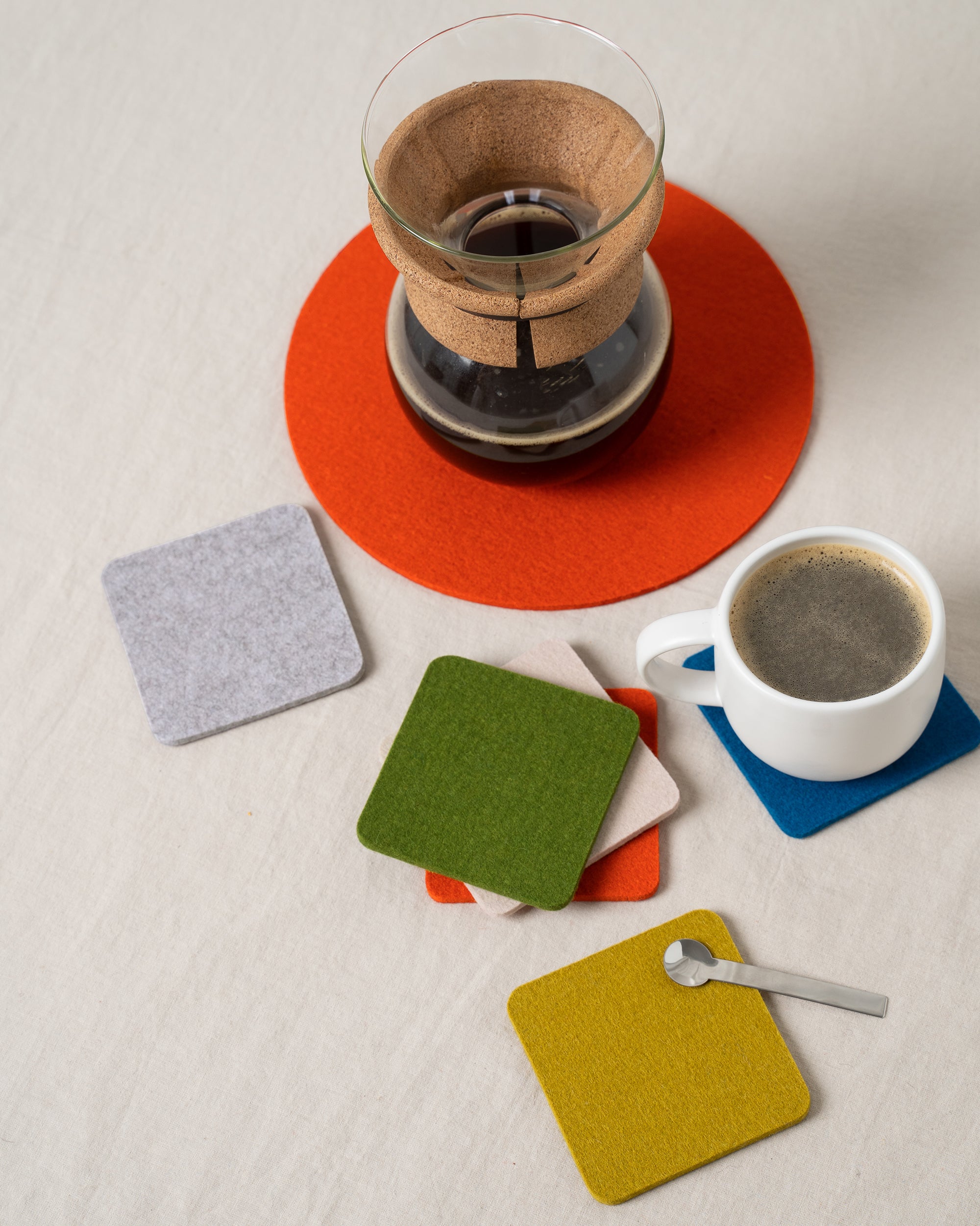 Bierfilzl Merino Wool Square Coaster Multi 6 Pack