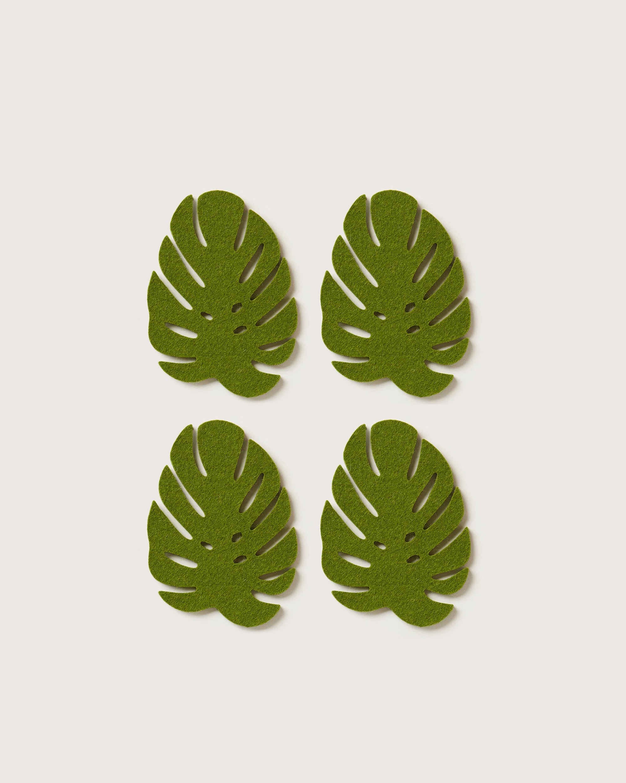 Merino Wool Monstera Coaster Solid 4 Pack
