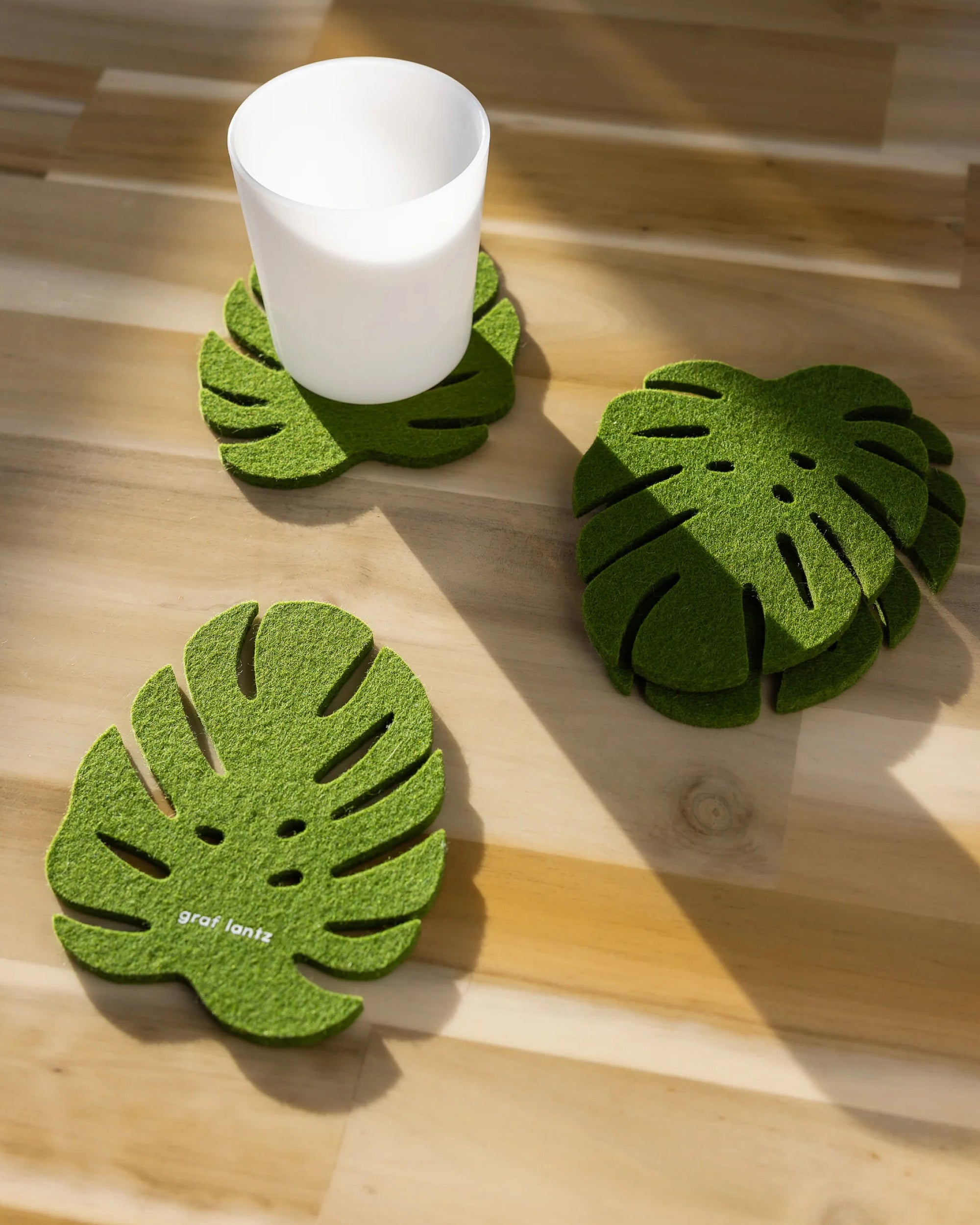 Merino Wool Monstera Coaster Solid 4 Pack