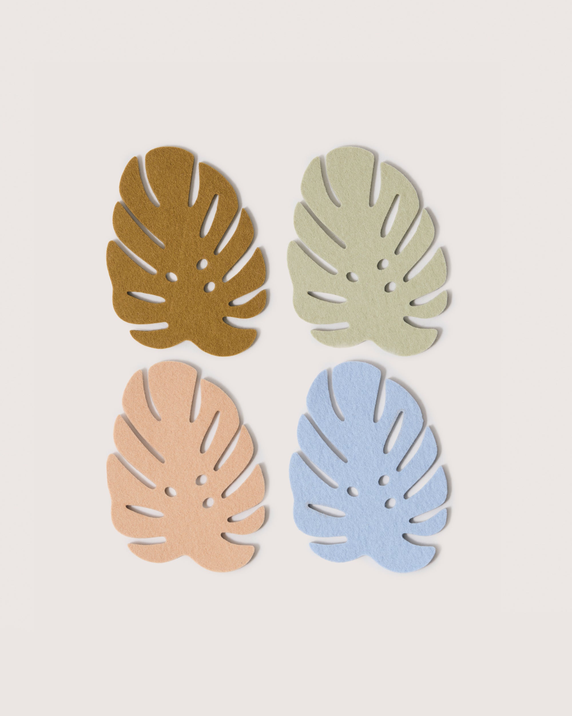 Merino Wool Monstera Coaster Multi 4 Pack — Final Sale