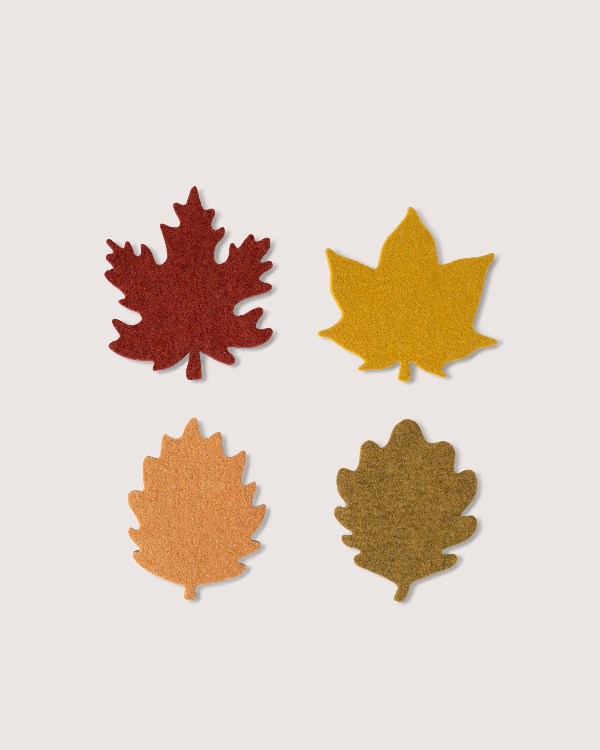 Merino Wool Autumn Leaf Coaster Multi 4 Pack