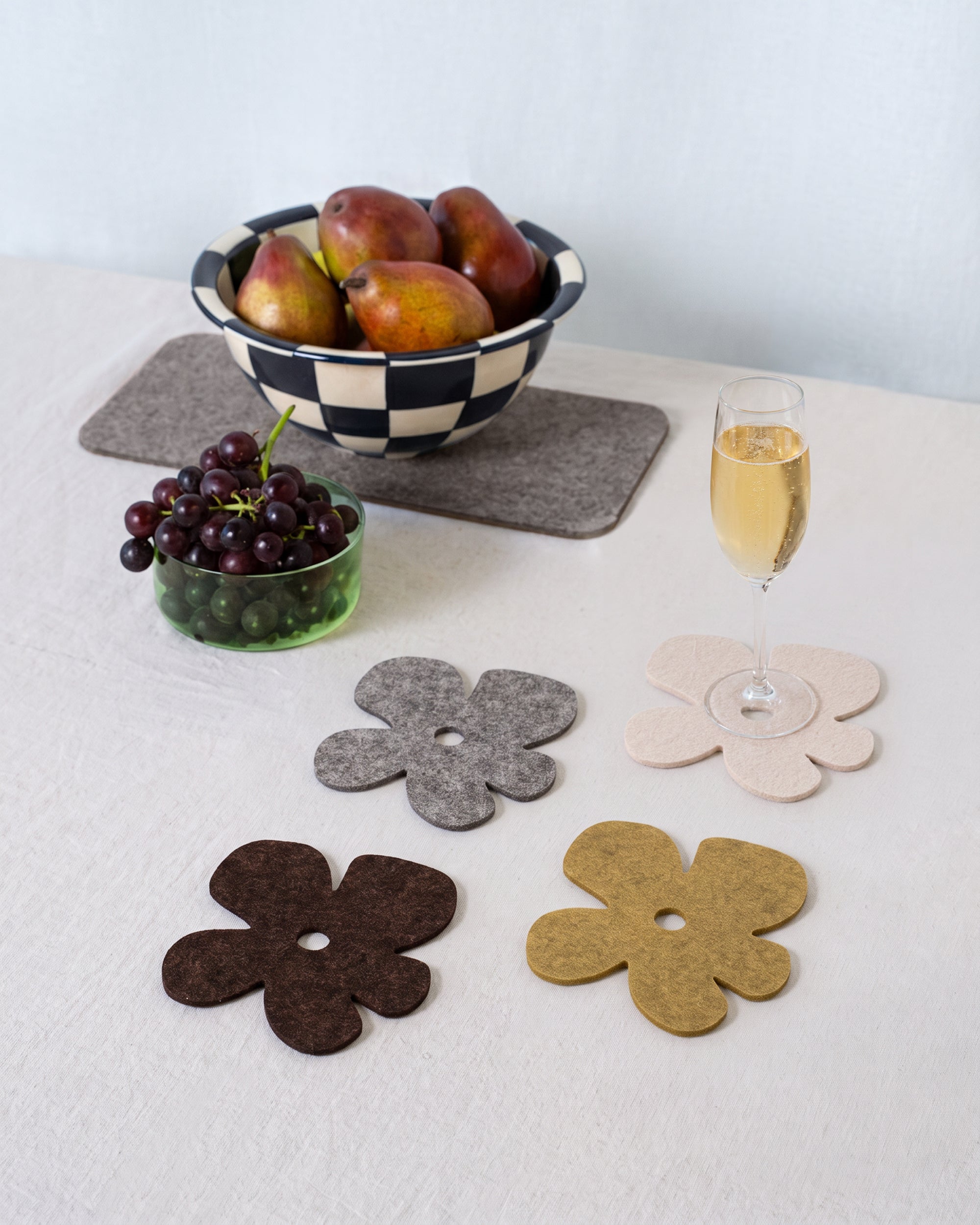 Merino Wool Fleur Coaster Multi 4 Pack