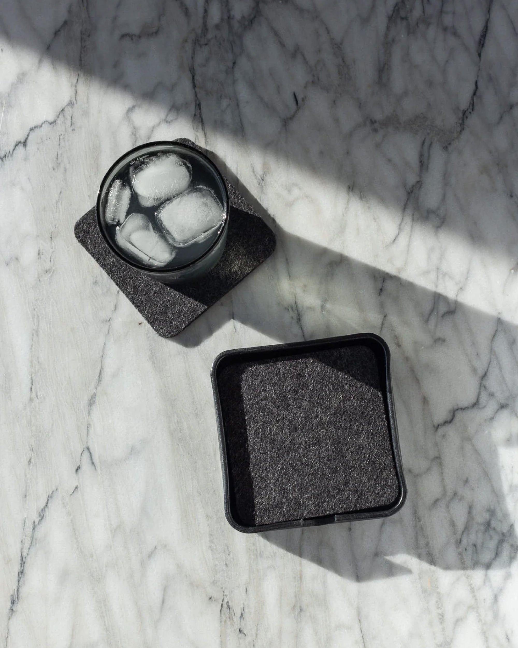 Kobon Leather/Merino Wool Square Tray 4 Pack Coaster Set