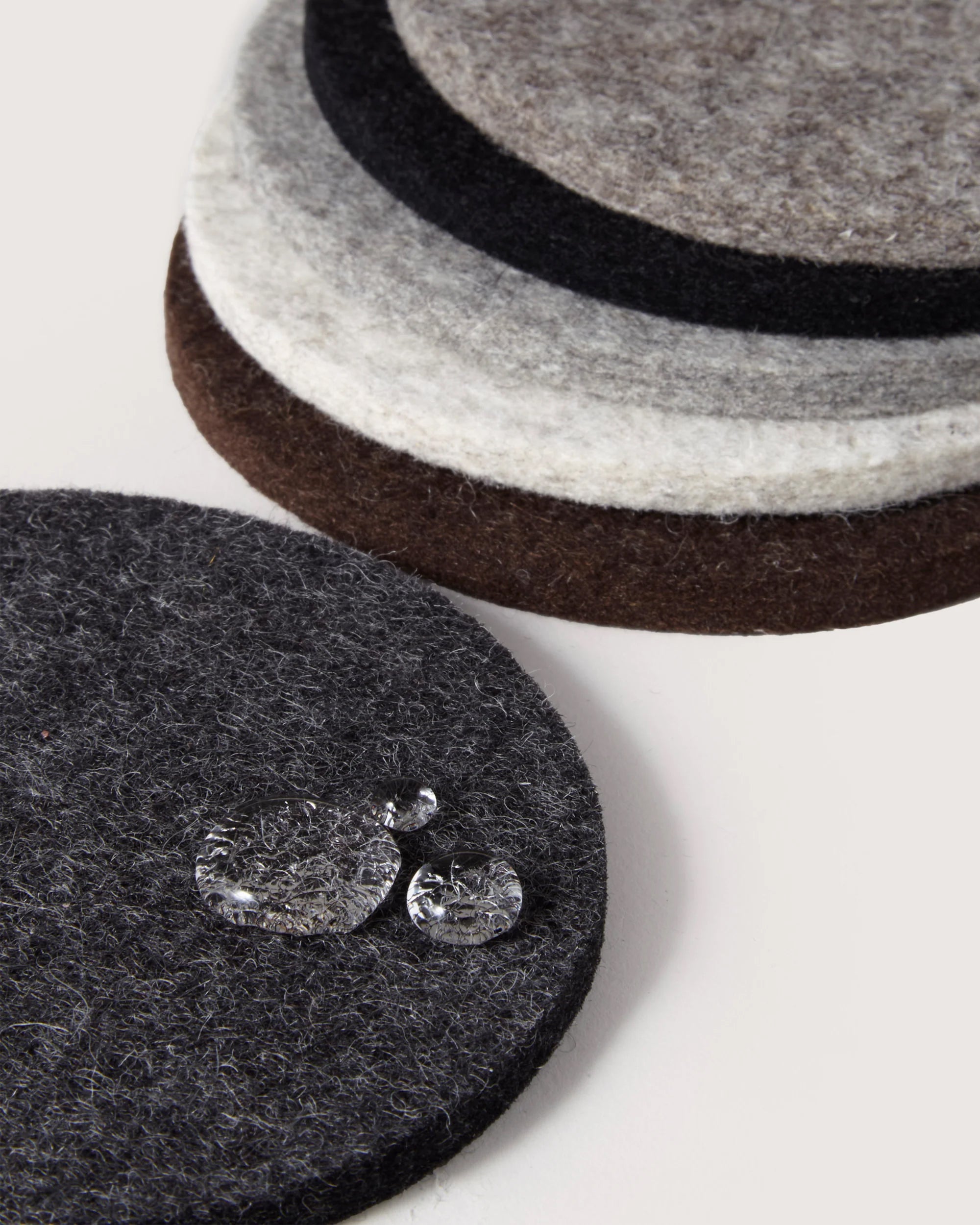 Kobon Leather/Merino Wool Round Tray 6 Pack Coaster Set
