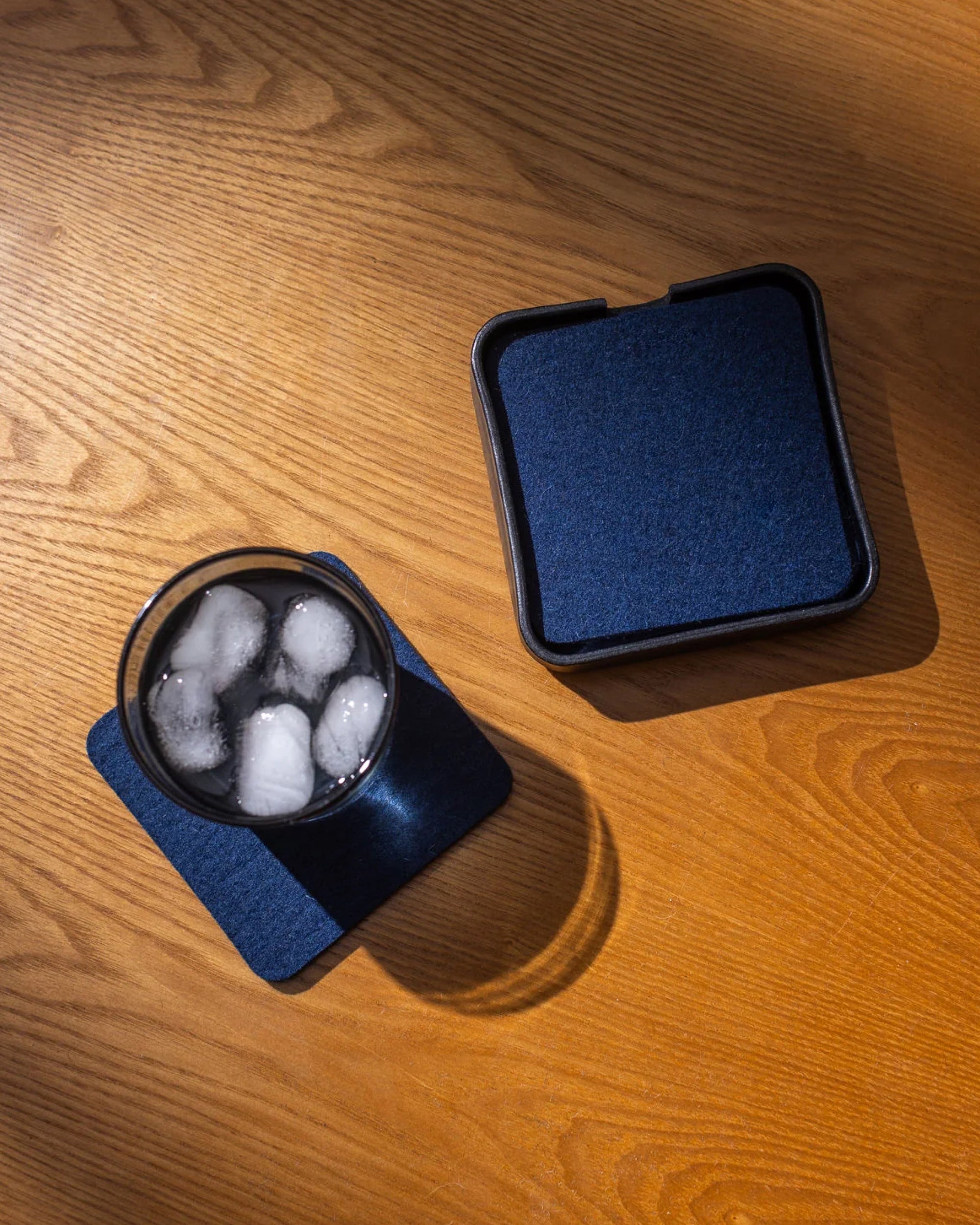 Kobon Leather/Merino Wool Square Tray 4 Pack Coaster Set