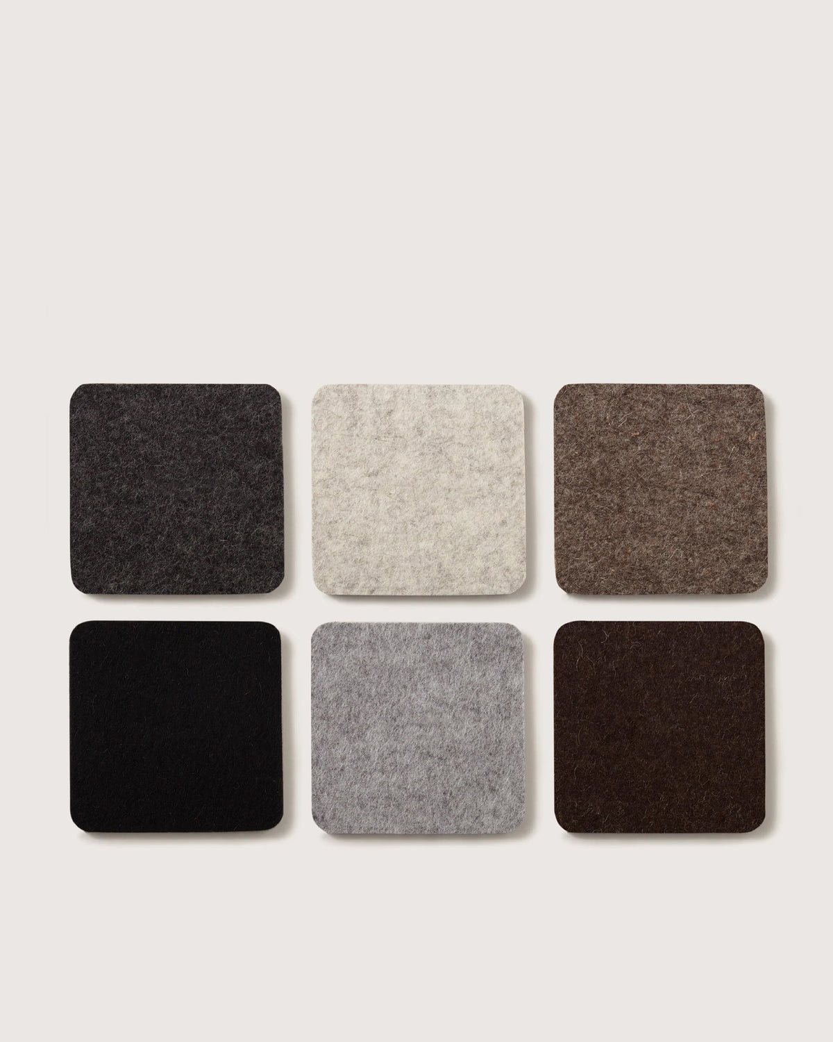 Kobon Leather/Merino Wool Square Tray 6 Pack Coaster Set