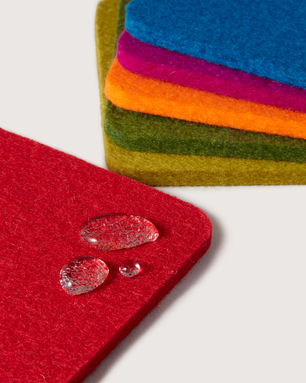 Kobon Leather/Merino Wool Square Tray 6 Pack Coaster Set