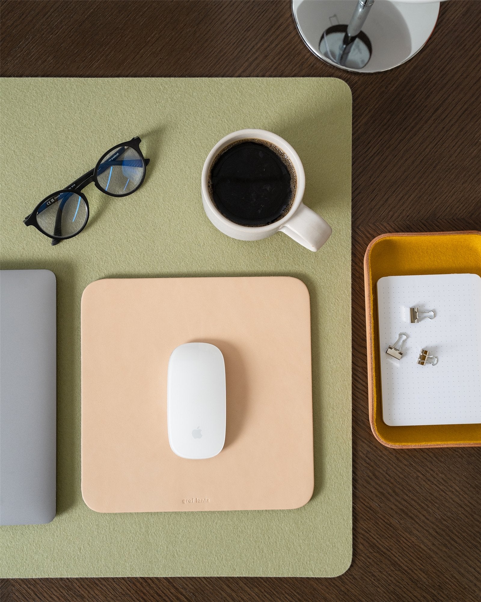 Mausu Leather/Merino Wool Square Mouse Pad